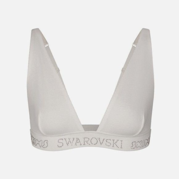 SKIMS x SWAROVSKI COTTON RIB PLUNGE BRALETTE AND BRIEF UNDERWEAR FULL SET! - Picture 3 of 4